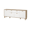 ebuy24 Ikast dressoir 4 deuren, 1 lade eiken decor, wit.