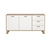 ebuy24 Ikast dressoir 2 deuren, 3 lades eiken decor, wit.