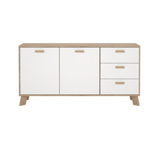 ebuy24 Ikast dressoir 2 deuren, 3 lades eiken decor, wit.