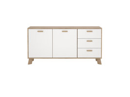 ebuy24 Ikast dressoir 2 deuren, 3 lades eiken decor, wit.