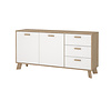 ebuy24 Ikast dressoir 2 deuren, 3 lades eiken decor, wit.