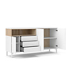 ebuy24 Roomers dressoir 3 deuren, 3 lades, 1 plank wit eiken decor structuur.