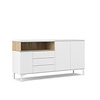 ebuy24 Roomers dressoir 3 deuren, 3 lades, 1 plank wit eiken decor structuur.