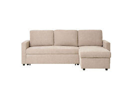 ebuy24 Belfast slaapbank Chaiselong met opberging zandkleurig donker.