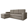 ebuy24 Odin slaapbank, hoekbank met opslag rechts of links gedraaid grijs zandkleurig.
