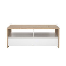 ebuy24 Next salontafel 2 lades, 2 planken eiken decor, wit hoogglans.