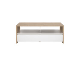 ebuy24 Next salontafel 2 lades, 2 planken eiken decor, wit hoogglans.