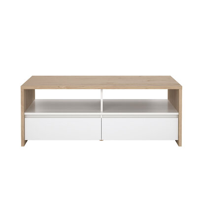 ebuy24 Next salontafel 2 lades, 2 planken eiken decor, wit hoogglans.