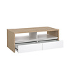ebuy24 Next salontafel 2 lades, 2 planken eiken decor, wit hoogglans.