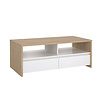 ebuy24 Next salontafel 2 lades, 2 planken eiken decor, wit hoogglans.