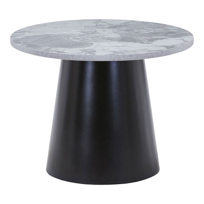 ebuy24 Brito salontafel Marmer look Ø60cm grijs, zwart.
