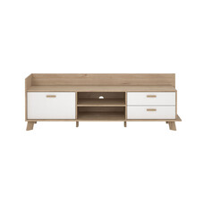 ebuy24 Ikast TV-meubel 1 deur, 2 lades, 2 planken eiken decor, wit.