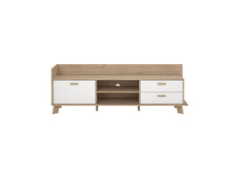 ebuy24 Ikast TV-meubel 1 deur, 2 lades, 2 planken eiken decor, wit.