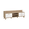 ebuy24 Ikast TV-meubel 1 deur, 2 lades, 2 planken eiken decor, wit.