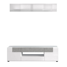 ebuy24 Tokyo TV-meubel 2 deuren, 2 laden, 1 plank, wit hoogglans.