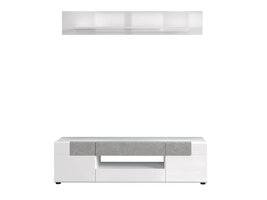 ebuy24 Tokyo TV-meubel 2 deuren, 2 laden, 1 plank, wit hoogglans.