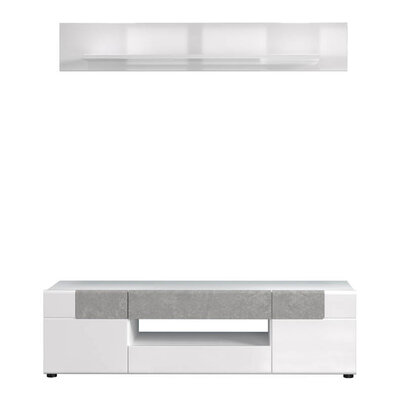 ebuy24 Tokyo TV-meubel 2 deuren, 2 laden, 1 plank, wit hoogglans.