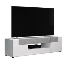 ebuy24 Tokyo TV-meubel 2 deuren, 2 laden, 1 extra tv plank, wit hoogglans.