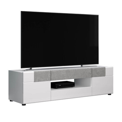 ebuy24 Tokyo TV-meubel 2 deuren, 2 laden, 1 extra tv plank, wit hoogglans.