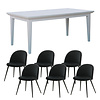 ebuy24 Venedig eethoek eettafel wit 95x180/276 met 2 stuks extra plaat 6 stoelen velours zwart.