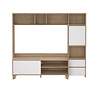 ebuy24 Next wandkast Systeem voor TV, 1 deur, 1 schuifdeur, 2 lades eiken decor, wit hoogglans.