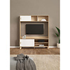 ebuy24 Ikast wandkast Systeem voor TV, 2 schuifdeuren eiken decor, wit.