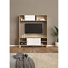 ebuy24 Ikast wandkast Systeem voor TV, 2 schuifdeuren eiken decor, wit.