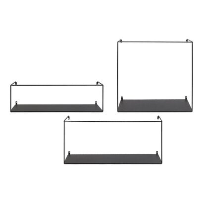 ebuy24 Ulmo Wandplank set van 3 zwart.