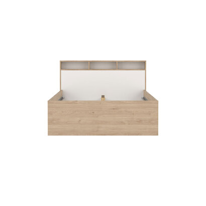ebuy24 Ikast bed 140x200cm, 2 lades, 3 planken eiken decor, wit.