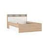 ebuy24 Ikast bed 140x200cm, 2 lades, 3 planken eiken decor, wit.