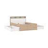ebuy24 Ikast bed 140x200cm, 2 lades, 3 planken eiken decor, wit.