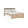 ebuy24 Ikast bed 140x200cm, 2 lades, 3 planken eiken decor, wit.