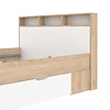 ebuy24 Ikast bed 140x200cm, 2 lades, 3 planken eiken decor, wit.
