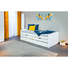 ebuy24 Ried bed 90x200 cm, 2 lades, 1 uitschuifbed wit.