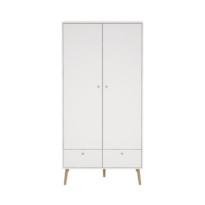 ebuy24 Bodo kledingkast 200x99x58cm, 2 deuren, 2 lades wit.