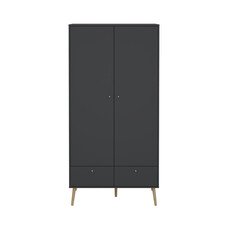 ebuy24 Bodo kledingkast 200x99x58cm, 2 deuren, 2 lades matgrijs.