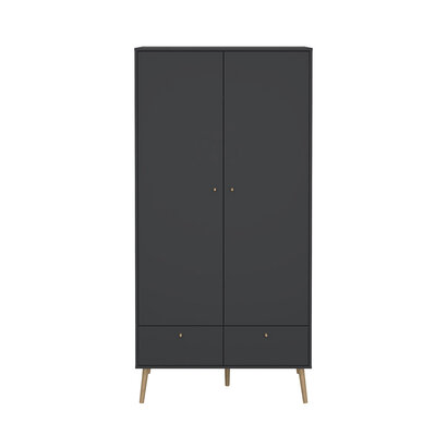 ebuy24 Bodo kledingkast 200x99x58cm, 2 deuren, 2 lades matgrijs.