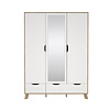 ebuy24 Ikast kledingkast 201x148x58cm, 2 deuren, 1 spiegeldeur, 2 lades eiken decor, wit.