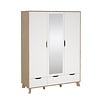 ebuy24 Ikast kledingkast 201x148x58cm, 2 deuren, 1 spiegeldeur, 2 lades eiken decor, wit.