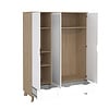 ebuy24 Ikast kledingkast 201x148x58cm, 2 deuren, 1 spiegeldeur, 2 lades eiken decor, wit.