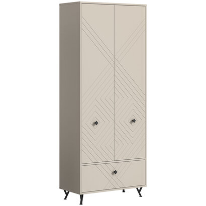 ebuy24 Notes kledingkast 2 deuren 1 klepdeur mat beige.