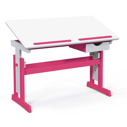 ebuy24 Pijii bureau 1 lade, verstelbaar wit, roze.