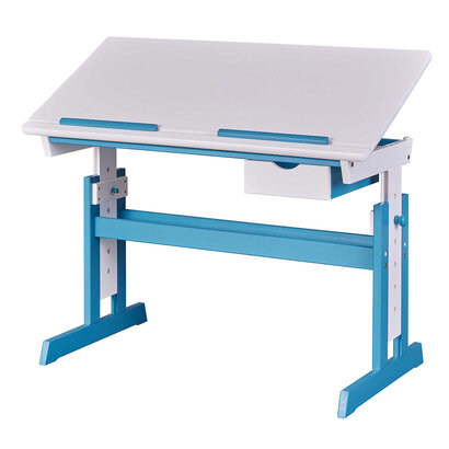 ebuy24 Pijii bureau verstelbaar wit, petroleumkleur.