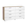 ebuy24 Pepe kommode 8 lades eikenstructuur decor, wit hoogglans.