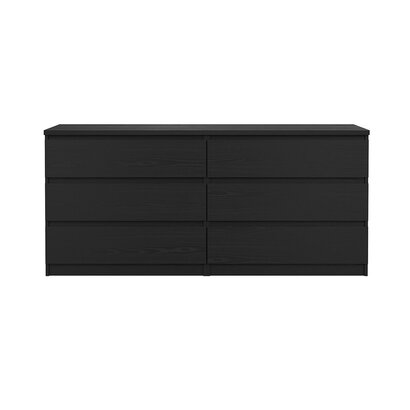 ebuy24 Naia kommode 6 lades zwarte structuur.