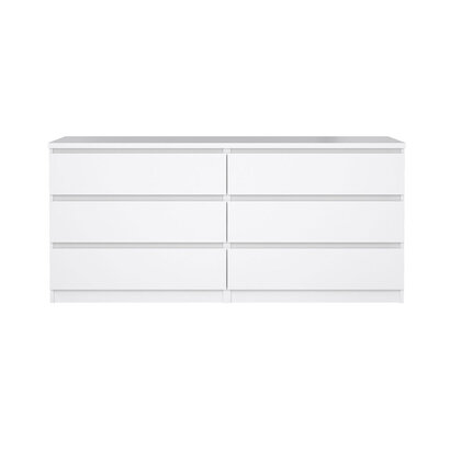 ebuy24 Naia kommode 6 lades wit hoogglans.