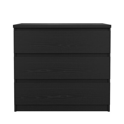 ebuy24 Naia kommode 3 lades zwarte structuur.