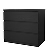 ebuy24 Naia kommode 3 lades zwarte structuur.
