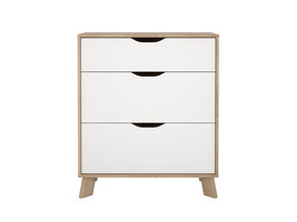 ebuy24 Ikast kommode 3 lades eiken decor, wit.