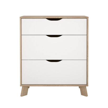 ebuy24 Ikast kommode 3 lades eiken decor, wit.